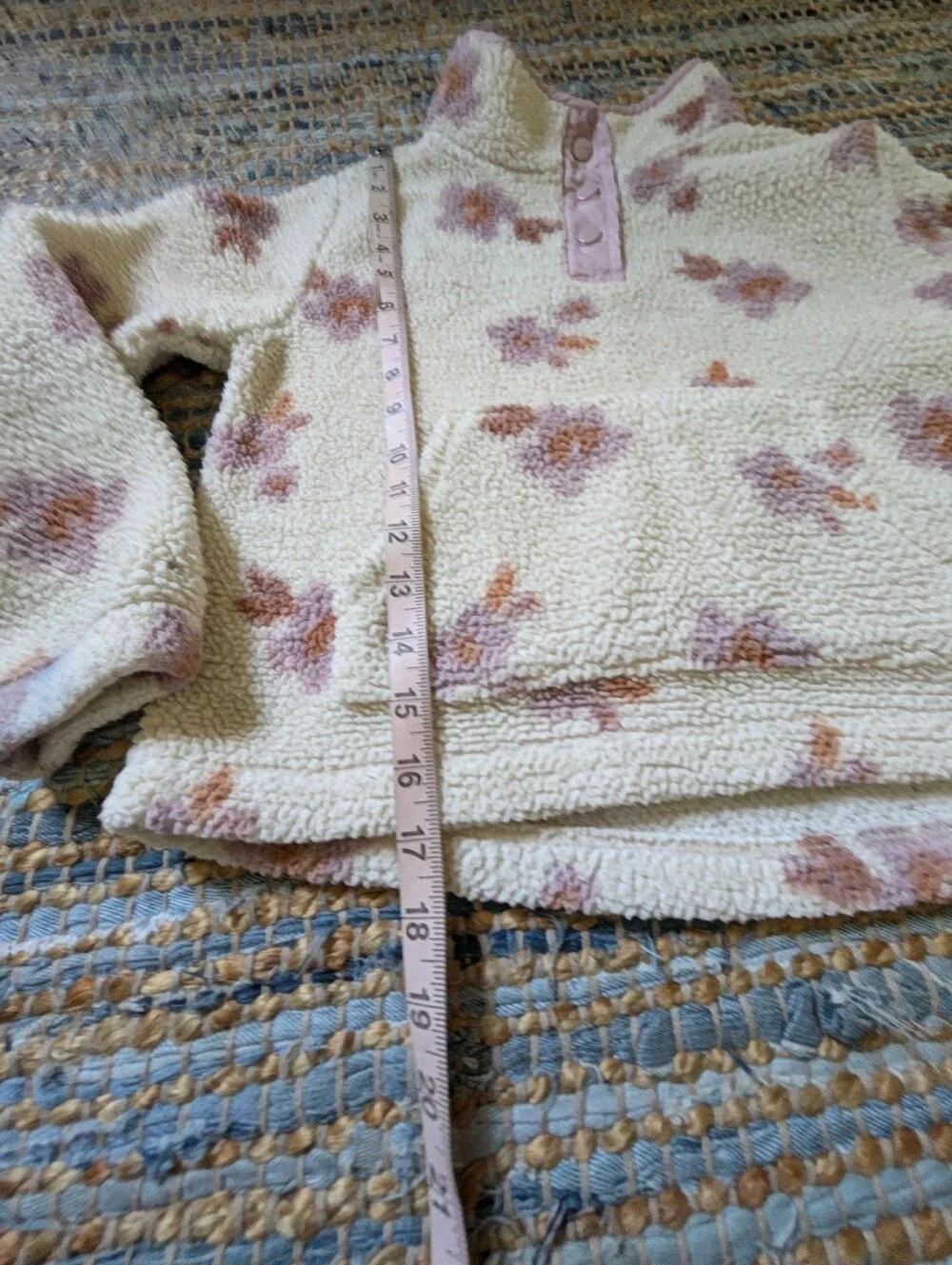 OshKosh B'gosh Sherpa Pullover 10 Cream Mauve Cozy Cute Warm Fall
